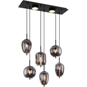Globo Lighting Blacky Cluster Pendant Ceiling Light Matt Black Smoke Glass Shade 6x E14 Globo Lighting Blacky Cluster Pendant Ceiling Light Matt Black Smoke Glass Shade 6x E14