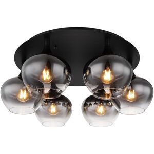 Globo Lighting Maxy Globe Ceiling Light Matt Black Smoke Glass Shade 6x E27 Globo Lighting Maxy Globe Ceiling Light Matt Black Smoke Glass Shade 6x E27