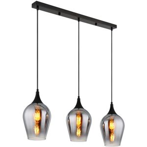 Globo Lighting Lavus Bar Pendant Ceiling Light Matt Black Smoke Glass Shade 3x E27 Globo Lighting Lavus Bar Pendant Ceiling Light Matt Black Smoke Glass Shade 3x E27