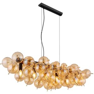 Globo Lighting Udo Bar Pendant Ceiling Light Matt Black Balls Amber Glass Shade 6x E14 Globo Lighting Udo Bar Pendant Ceiling Light Matt Black Balls Amber Glass Shade 6x E14
