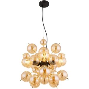 Globo Lighting Udo Globe Pendant Ceiling Light Matt Black Balls Amber Glass Shade 4x E27 Globo Lighting Udo Globe Pendant Ceiling Light Matt Black Balls Amber Glass Shade 4x E27