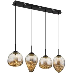 Globo Lighting Firefly Bar Pendant Ceiling Light Matt Black Smoke Glass Shade 4x LED 3000K Globo Lighting Firefly Bar Pendant Ceiling Light Matt Black Smoke Glass Shade 4x LED 3000K