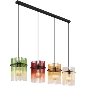 Globo Lighting Gorley Bar Pendant Ceiling Light Matt Black Rods Multicolour Glass Shade 4x E27 Globo Lighting Gorley Bar Pendant Ceiling Light Matt Black Rods Multicolour Glass Shade 4x E27