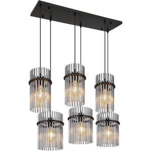 Globo Lighting Gorley Cluster Pendant Ceiling Light Matt Black Smoke Glass Shade 6x E27 Globo Lighting Gorley Cluster Pendant Ceiling Light Matt Black Smoke Glass Shade 6x E27