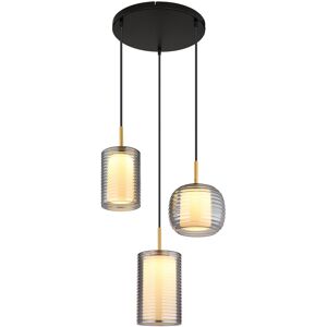 Globo Lighting Lampigna Cluster Pendant Ceiling Light Matt Black Opal Glass Shade 3x LED 3000K Globo Lighting Lampigna Cluster Pendant Ceiling Light Matt Black Opal Glass Shade 3x LED 3000K