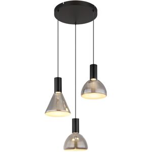 Globo Lighting Labora Cluster Pendant Ceiling Light Matt Black Smoke Glass Shade 3x LED 3000K Globo Lighting Labora Cluster Pendant Ceiling Light Matt Black Smoke Glass Shade 3x LED 3000K