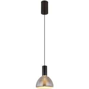 Globo Lighting Labora Dome Pendant Ceiling Light Matt Black Smoke Glass Shade LED 3000K Globo Lighting Labora Dome Pendant Ceiling Light Matt Black Smoke Glass Shade LED 3000K