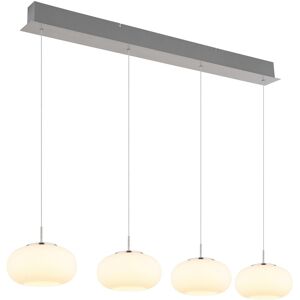 Globo Lighting Quintara Bar Pendant Ceiling Light Nickel Matt Opal Glass Shade 4x LED 3000K Globo Lighting Quintara Bar Pendant Ceiling Light Nickel Matt Opal Glass Shade 4x LED 3000K