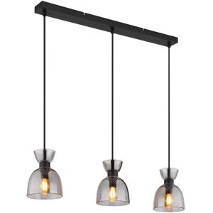 Globo Lighting Massey Bar Pendant Ceiling Light Matt Black Smoke Glass Shade 3x E14 Globo Lighting Massey Bar Pendant Ceiling Light Matt Black Smoke Glass Shade 3x E14