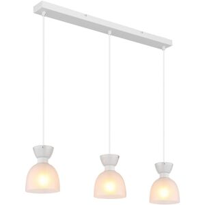 Globo Lighting Massey Bar Pendant Ceiling Light White Matt Opal Glass Shade 3x E14 Globo Lighting Massey Bar Pendant Ceiling Light White Matt Opal Glass Shade 3x E14