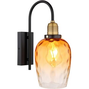 Globo Lighting Salvy Dome Wall Lamp Matt Black Amber Glass Shade 1x E27 Globo Lighting Salvy Dome Wall Lamp Matt Black Amber Glass Shade 1x E27
