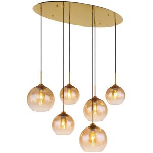 Globo Lighting Jamessa Cluster Pendant Ceiling Light Brass-Coloured Matt Amber Glass Shade 6x E27 Globo Lighting Jamessa Cluster Pendant Ceiling Light Brass-Coloured Matt Amber Glass Shade 6x E27