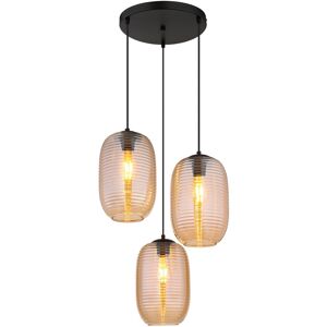 Globo Lighting Jefrey Cluster Pendant Ceiling Light Matt Black Amber Glass Shade 3x E27 Globo Lighting Jefrey Cluster Pendant Ceiling Light Matt Black Amber Glass Shade 3x E27