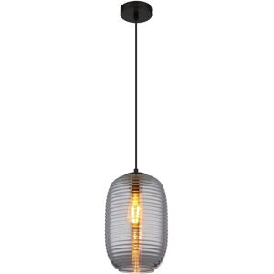 Globo Lighting Jefrey Slim Pendant Ceiling Light Matt Black Smoke Glass Shade 1x E27 Globo Lighting Jefrey Slim Pendant Ceiling Light Matt Black Smoke Glass Shade 1x E27