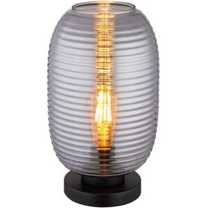 Globo Lighting Jefrey Bedside Table Lamp Matt Black Smoke Glass Shade 1x E27 Globo Lighting Jefrey Bedside Table Lamp Matt Black Smoke Glass Shade 1x E27