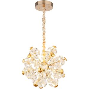 Globo Lighting Floriella Pendant Ceiling Light Gold Colors Crystals Clear Glass Shade LED 3000K Globo Lighting Floriella Pendant Ceiling Light Gold Colors Crystals Clear Glass Shade LED 3000K