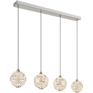 Globo Lighting Virina Bar Pendant Ceiling Light Chrome K9 Crystals 4x LED 3000K Globo Lighting Virina Bar Pendant Ceiling Light Chrome K9 Crystals 4x LED 3000K