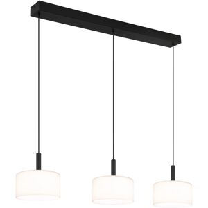 Globo Lighting Trenton Bar Pendant Ceiling Light Matt Black Opal Alabaster Optic Glass Shade 3x LED 2700-4000K Globo Lighting Trenton Bar Pendant Ceiling Light Matt Black Opal Alabaster Optic Glass Shade 3x LED 2700-4000K