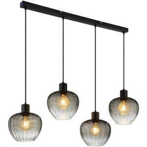 Globo Lighting Toy Bar Pendant Ceiling Light Matt Black Smoke Glass Shade 4x E27 Globo Lighting Toy Bar Pendant Ceiling Light Matt Black Smoke Glass Shade 4x E27