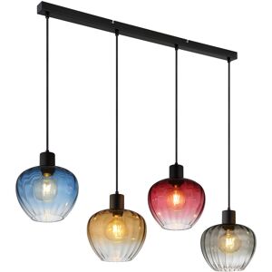Globo Lighting Toy Bar Pendant Ceiling Light Matt Black Multicolour Glass Shade 4x E27 Globo Lighting Toy Bar Pendant Ceiling Light Matt Black Multicolour Glass Shade 4x E27