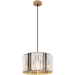 Globo Lighting Run Pendant Ceiling Light Wood Look K5 Crystals Smoke Colored 1x E27 Globo Lighting Run Pendant Ceiling Light Wood Look K5 Crystals Smoke Colored 1x E27
