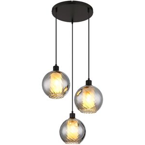 Globo Lighting Ulf Cluster Pendant Ceiling Light Matt Black Ball Smoke Glass Shade 3x E27 Globo Lighting Ulf Cluster Pendant Ceiling Light Matt Black Ball Smoke Glass Shade 3x E27