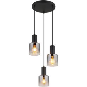 Globo Lighting Jack Cluster Pendant Ceiling Light Matt Black Smoke Glass Shade 3x E27 Globo Lighting Jack Cluster Pendant Ceiling Light Matt Black Smoke Glass Shade 3x E27