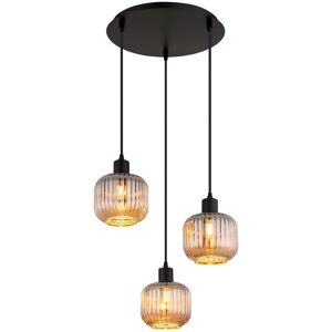 Globo Lighting Tom Cluster Pendant Ceiling Light Matt Black Smoke Glass Shade 3x E14 Globo Lighting Tom Cluster Pendant Ceiling Light Matt Black Smoke Glass Shade 3x E14