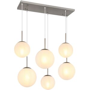 Globo Lighting Kop Cluster Pendant Ceiling Light Nickel Matt Balls Opal Alabaster Optic Glass Shade 6x E27 Globo Lighting Kop Cluster Pendant Ceiling Light Nickel Matt Balls Opal Alabaster Optic Glass Shade 6x E27