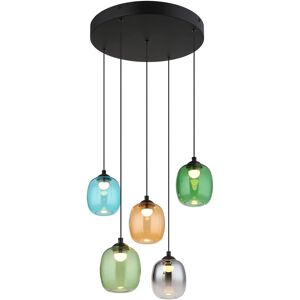 Globo Lighting Minara Round Cluster Pendant Ceiling Light Matt Black Glass Shade 5x LED 3000K Globo Lighting Minara Round Cluster Pendant Ceiling Light Matt Black Glass Shade 5x LED 3000K