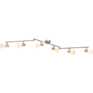 Globo Lighting Gylfi Ceiling Spotlight Bar Nickel Matt Opal Glass Shade 6x E14 Globo Lighting Gylfi Ceiling Spotlight Bar Nickel Matt Opal Glass Shade 6x E14