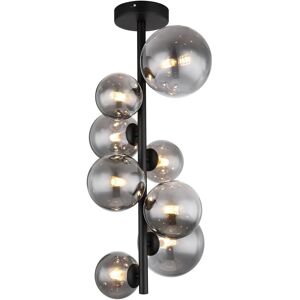 Globo Lighting Riha Globe Ceiling Light Matt Black Smoke Glass Shade 8x G9 3000K Globo Lighting Riha Globe Ceiling Light Matt Black Smoke Glass Shade 8x G9 3000K