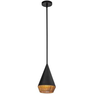 Elstead Lighting Alora Mood Daphne Slim Pendant Ceiling Light Contemporary Matt Black, Natural 1x E27 Elstead Lighting Alora Mood Daphne Slim Pendant Ceiling Light Contemporary Matt Black, Natural 1x E27