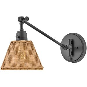 Elstead Lighting Hinkley Arti Dome Wall Lamp Contemporary Black, Natural Rattan Shade 1x E27 Elstead Lighting Hinkley Arti Dome Wall Lamp Contemporary Black, Natural Rattan Shade 1x E27