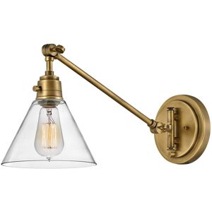 Elstead Lighting Hinkley Arti Dome Wall Lamp Contemporary Heritage Brass, Clear Glass Shade 1x E27 Elstead Lighting Hinkley Arti Dome Wall Lamp Contemporary Heritage Brass, Clear Glass Shade 1x E27