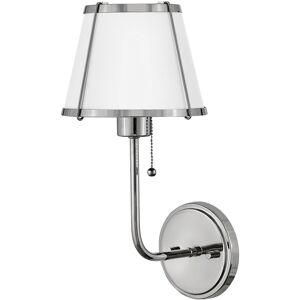 Elstead Lighting Hinkley Clarke Wall Lamp with Shade Contemporary Polished Nickel, White Metal Shade 1x E27 Elstead Lighting Hinkley Clarke Wall Lamp with Shade Contemporary Polished Nickel, White Metal Shade 1x E27