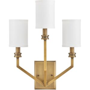 Elstead Lighting Hinkley Moore Candle Wall Lamp Traditional Heritage Brass, Ivory Linen Shade 3x E14 Elstead Lighting Hinkley Moore Candle Wall Lamp Traditional Heritage Brass, Ivory Linen Shade 3x E14