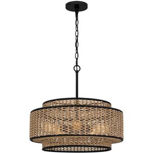 Elstead Lighting Quoizel Teton Cylindrical Pendant Ceiling Light Contemporary Matt Black 5x E27 Elstead Lighting Quoizel Teton Cylindrical Pendant Ceiling Light Contemporary Matt Black 5x E27
