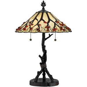 Elstead Lighting Quoizel Whispering Table Lamp Tiffany Style Valiant Bronze, Art Glass Shade 2x E27 Elstead Lighting Quoizel Whispering Table Lamp Tiffany Style Valiant Bronze, Art Glass Shade 2x E27