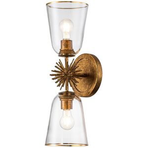 Elstead Lighting Staring Wall Lamp Contemporary Distressed Gold, Glass Shades 2x E27 Elstead Lighting Staring Wall Lamp Contemporary Distressed Gold, Glass Shades 2x E27