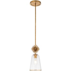 Elstead Lighting Staring Slim Pendant Ceiling Light Contemporary Distressed Gold 1x E27 Clear Shade Elstead Lighting Staring Slim Pendant Ceiling Light Contemporary Distressed Gold 1x E27 Clear Shade