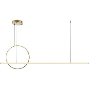 Maytoni Lighting Halo Ring Modern 143cm Bar Pendant Ceiling Light Brass 2100lm White Shade Maytoni Lighting Halo Ring Modern 143cm Bar Pendant Ceiling Light Brass 2100lm White Shade