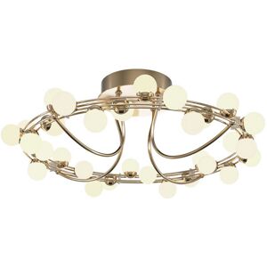 Maytoni Lighting Tessara Modern Integrated LED Semi Flush Ceiling Light Gold 3000K 4100lm White Shade Maytoni Lighting Tessara Modern Integrated LED Semi Flush Ceiling Light Gold 3000K 4100lm White Shade