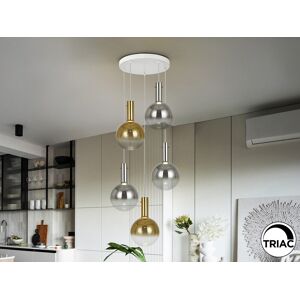 Schuller Lighting Matices Cluster Pendant Ceiling 5 Light White, Smoke, Gold LED 3000K Schuller Lighting Matices Cluster Pendant Ceiling 5 Light White, Smoke, Gold LED 3000K