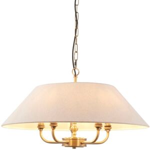 Endon Collection Lighting Lille Multi Arm Pendant Ceiling Light Antique Brass Plate & Natural Faux Linen 5x B22 Endon Collection Lighting Lille Multi Arm Pendant Ceiling Light Antique Brass Plate & Natural Faux Linen 5x B22
