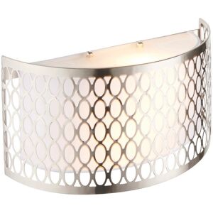 Endon Collection Lighting Cordero Flush Wall Lamp Satin Nickel Plate, White Fabric & Frosted Glass 2x E14 Endon Collection Lighting Cordero Flush Wall Lamp Satin Nickel Plate, White Fabric & Frosted Glass 2x E14