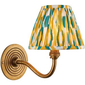 Endon Collection Lighting Ripple Curve Antique Brass With Yellow Wall Light with Jade Fabric Ikat Shade 16cm B22 Endon Collection Lighting Ripple Curve Antique Brass With Yellow Wall Light with Jade Fabric Ikat Shade 16cm B22