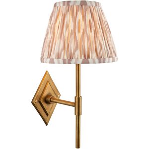 Endon Collection Lighting Diamond Tall Antique Brass Wall Light with Neutral Print Fabric Ikat Shade 20cm B22 Endon Collection Lighting Diamond Tall Antique Brass Wall Light with Neutral Print Fabric Ikat Shade 20cm B22