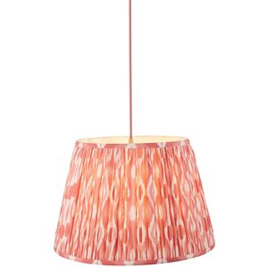 Endon Collection Lighting Eltham Brushed Aged Brass, Red Flex Pendant Light with Coral Pink Fabric Ikat Shade 40cm B22 Endon Collection Lighting Eltham Brushed Aged Brass, Red Flex Pendant Light with Coral Pink Fabric Ikat Shade 40cm B22