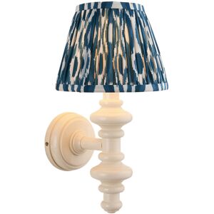 Endon Collection Lighting Carnaby Satin Almond White Paint Wall Light with Marlin Blue Fabric Ikat Shade 20cm B22 Endon Collection Lighting Carnaby Satin Almond White Paint Wall Light with Marlin Blue Fabric Ikat Shade 20cm B22